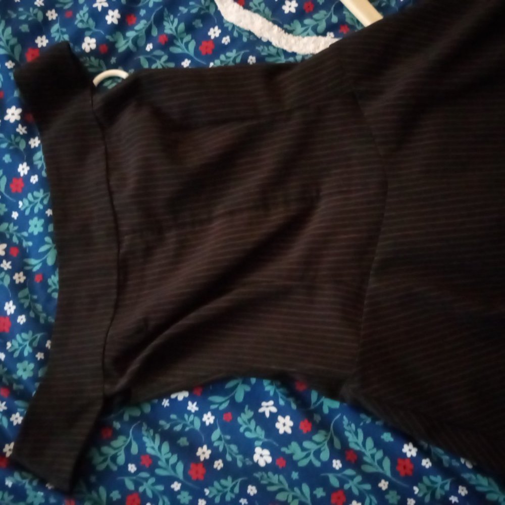 Vintage morbid thread off the shoulder red stripe dress